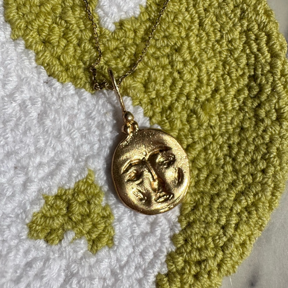 Cleopatras bling - sun moon face pendant necklace